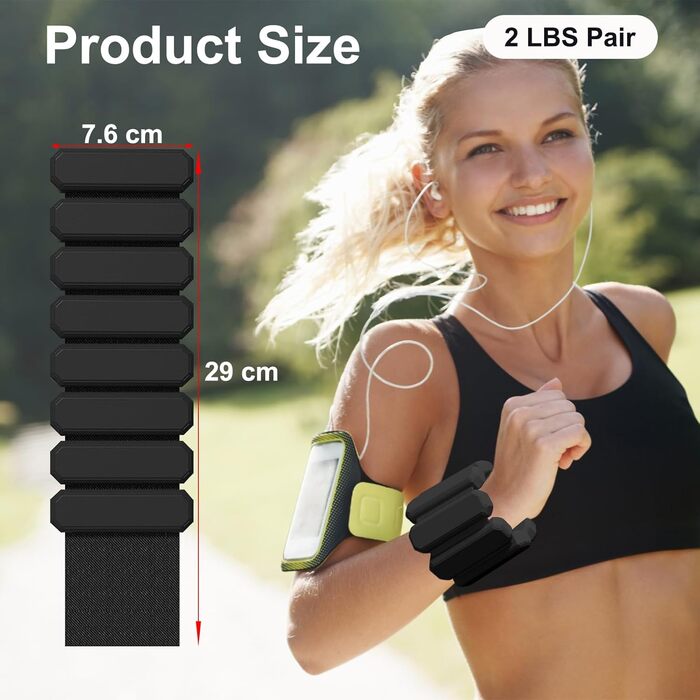 Набір манжет для збільшення ваги, 2 шт. (по 0.45 кг) - для йоги, бігу, силових тренувань, чоловіки та жінки