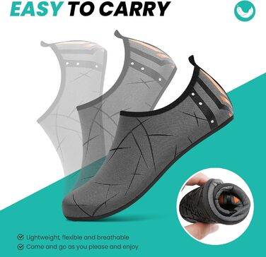 Водні черевики для жінок та чоловіків: легкі, швидковисихаючі, з антиковзким покриттям для плавання, пляжу та серфінгу (44 EU, 857 Темно-сірий)