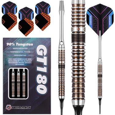 Дарти WIN.MAX Tungsten (90% вольфрам) металеві, 18-28 г, 3 шт - професійні сталеві дротики