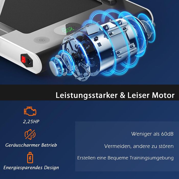 Бігова доріжка COSTWAY 2-в-1, складана, 2,25 к.с., з APP, Bluetooth, пультом ДУ, 1-12 км/год, для дому, біла