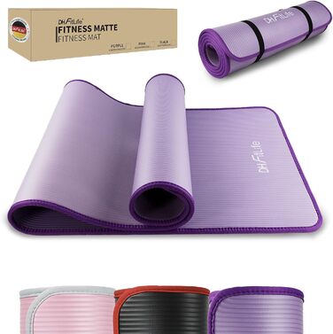DH FitLife Фітнес-мат Yoga, 183×61×1 см, нековзкий, товстий, для тренувань, йоги, фіолетовий