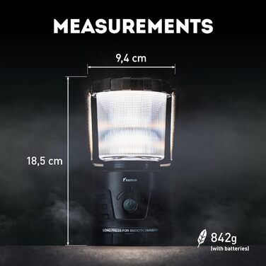 LED ліхтар для кемпінгу Favour Adventurer 1300 Lumen, IP64, регулювання яскравості, змінна колірна температура, акумуляторний, зелений