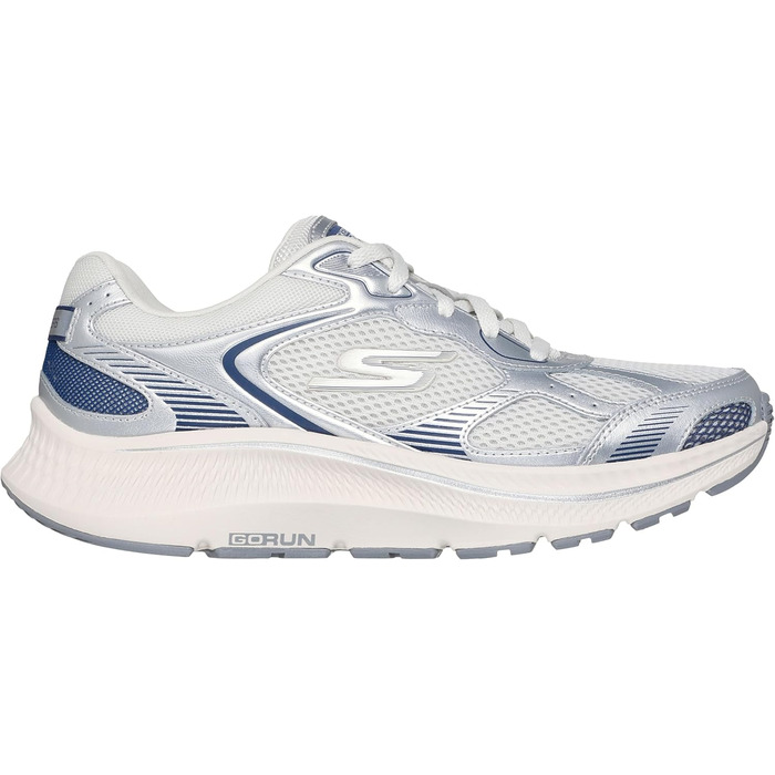 Кросівки Skechers Go Run Consistent 2.0 Volt для жінок (38 EU, срібляна шкіра, темно-синя окантовка)