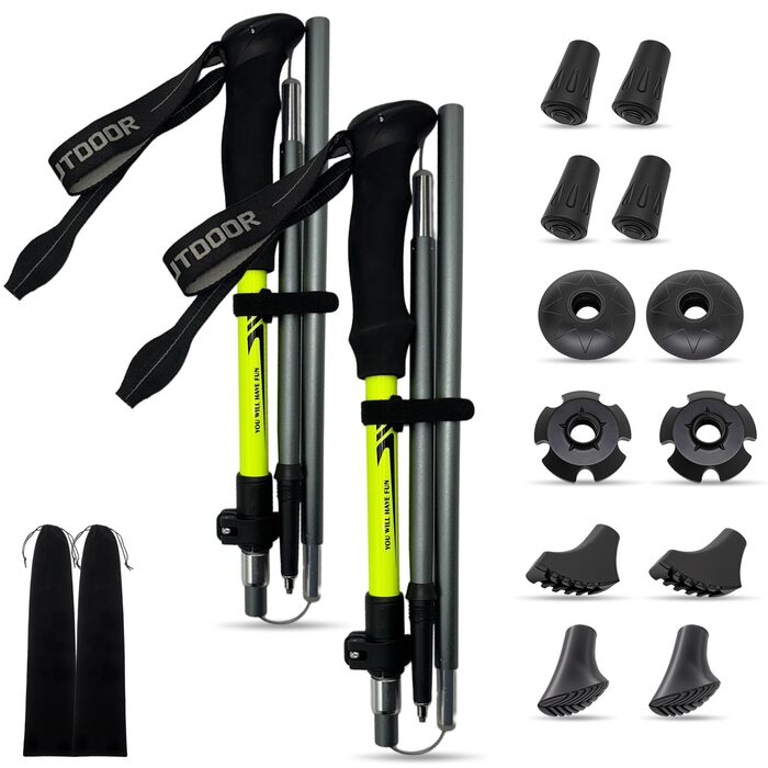 Складні трекінгові палиці | Телескопічні палиці для ходьби | Палиці для Nordic Walking та гірських походів | Алюміній, 115-135 см