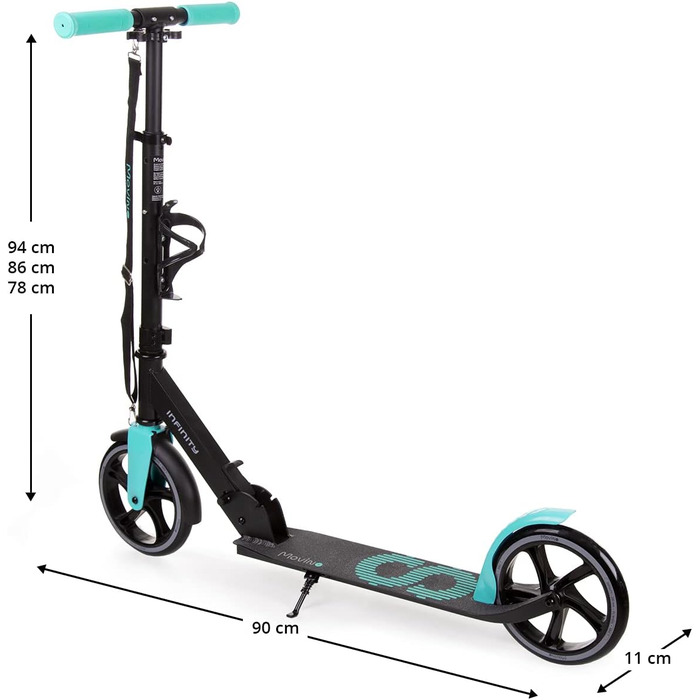 Самокат MOVINO Infinity Roller складаний, міський, з алюмінієвою декою, регульований по висоті, з тримачем для пляшки, для дітей та дорослих