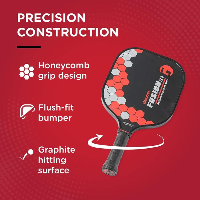 Піклбол ракетка Gamma Poly Core – графітова або композитна поверхня, стільникова основа, для гри в приміщенні й на вулиці, USAPA, для дорослих і дітей