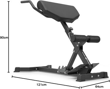 Гіперекстензія Marbo Sport MS-L108 2.0 для спини, регульований кут, посилена конструкція, чорний колір, вироблено в ЄС