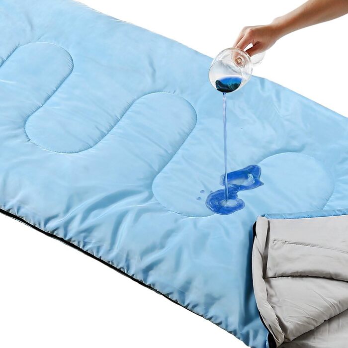 Сплячий мішок SOULOUT 3-4 сезони - Водонепроникний, легкий, 220x83 см. Підходить для дорослих та дітей, кемпінгу, подорожей та активного відпочинку. Колір: небесно-блакитний, блискавка зліва