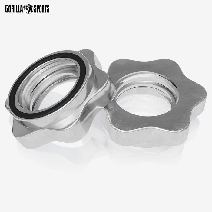 Гантельні грифи GORILLA SPORTS 35 см, 2 шт, 30 мм, зіркові замки, хромовані, сріблясті/чорні – короткі штанги для гантелей