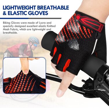 Фінгерові велосипедні рукавички з гелевою подушкою для жінок та чоловіків, дихаючі, антиковзкі, для шосе, гірського велосипеда, тренувань, фітнесу, спорту, червоні, розмір M