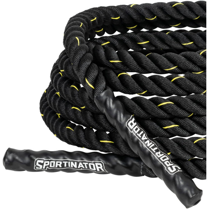 Батл-роуп SPORTINATOR® 9 м, 7 кг – тренувальний канат для фітнесу, з пластиковими ручками, для координації та витривалості, для жінок і чоловіків