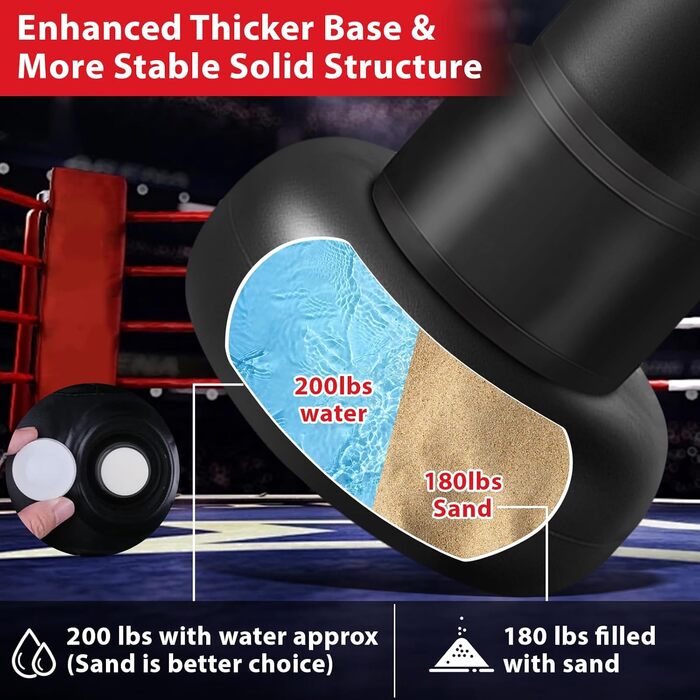 Надувний боксерський мішок Qoosea 190 см з рукавичками для дорослих та підлітків. Ідеально для карате, кікбоксингу, Taekwondo, MMA