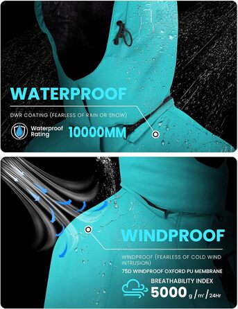 Жіноча водонепроникна куртка WULFUL для сноубордингу та лижного спорту, зимова, з капюшоном, колір блакитний