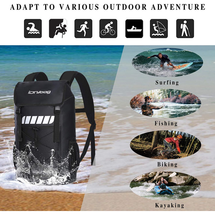 Водонепроникний рюкзак IDRYBAG для чоловіків 25L - ідеальний для каякінгу та піших прогулянок (Чорний)