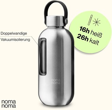 Термос-пляшка з нержавіючої сталі 750 мл, ізольована, підходить для газованої води, герметична, BPA-free, кліматично нейтральна, срібляста