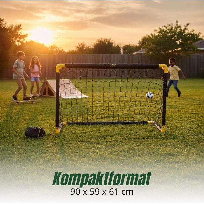 Ворота для футболу Umbro 90x59x61 см, складані, металеві, чорно-жовті, для дітей та дорослих, для тренувань вдома та на вулиці
