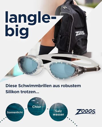 Окуляри для плавання Zoggs Panorama: UV-захист, антифог, зручні, герметичні, регульований ремінець, панорамний огляд (Прозорі/Сині/Блакитні)