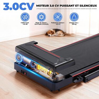 GTPLAYER Складний біговий доріжка для дому з LED-дисплеєм та пультом, регульовані підлокітники, двигун 2.5 PS, фітнес, зелений (червоний)