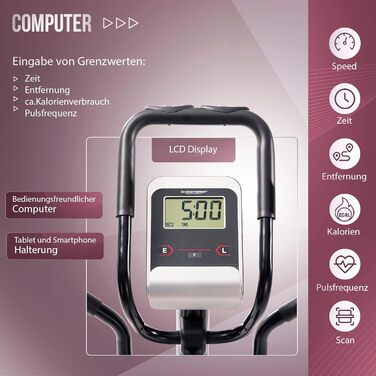 Крос-тренажер Christopeit AX 6500 для дому: 2-в-1, LCD-дисплей, датчики пульсу, підставка для планшету