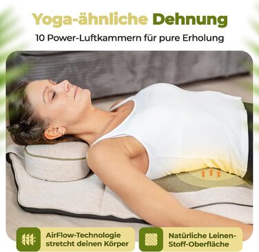 Електрична масажна килимок VitaStretch з льону | 4 програми для спини, плечей, стегон | Функція підігріву, таймер