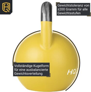 Професійна гиря HQ Germany 16 кг з нержавіючої сталі, з нековзною ручкою, ±200 г, порошкове покриття