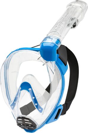 Маска для снорклінгу CRESSI Baron Full Face (S/M, Прозора/Синя) з клапаном та трубкою