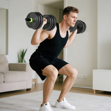 Набір гантелей SPORTNOW, регульовані, 25 кг: комплект коротких гантелей, штанга та гантелі для силових тренувань