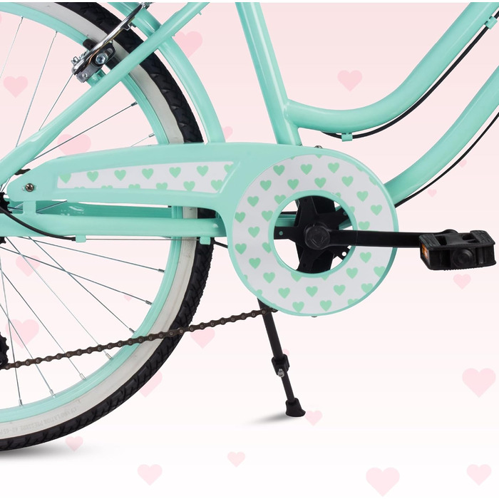 Дівчачий велосипед Sun Baby 20 дюймів, 6 швидкостей Shimano, для дітей 6-10 років, біло-золотий, Heart Bike
