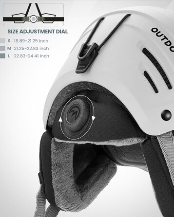 Шолом для сноуборду OutdoorMaster з маскою, захисний EPS-пінопласт, 14 вентиляційних отворів, для чоловіків, жінок та підлітків, матовий білий L