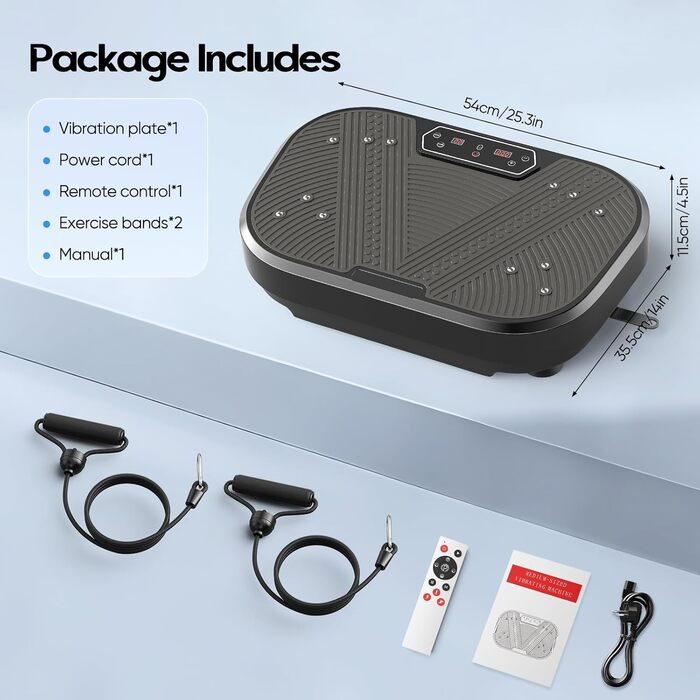 Віброплатформа VAYOTOY з Bluetooth, 120 рівнів інтенсивності, 10 програм тренувань для дому. Масажний та спортивний пристрій для лімфодренажу та фітнесу.