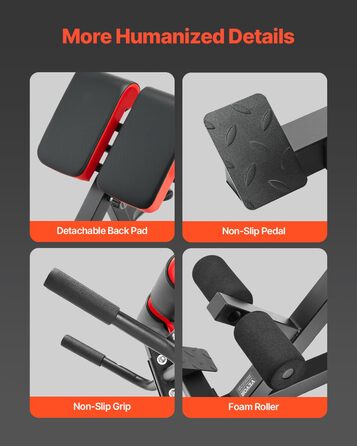 VEVOR римський стул для гіперекстензій, банк гіперекстензій, тренажер для пресу, фітнес-лавка для дому, 136 кг, регульований