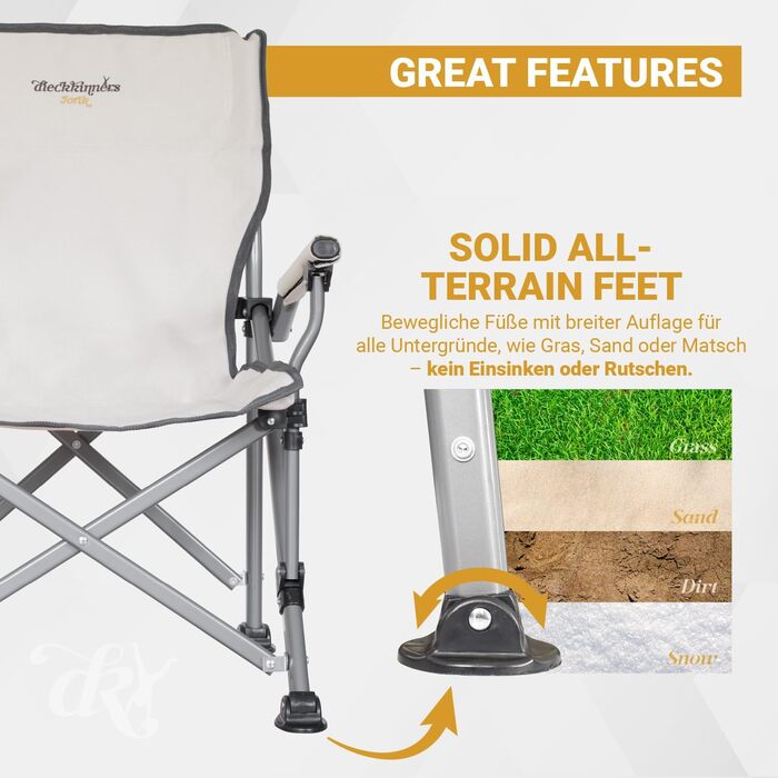 Дитячий туристичний стілець Dieckkinners Jorik, бежевий, для дітей та підлітків, до 120 кг, з підстаканником