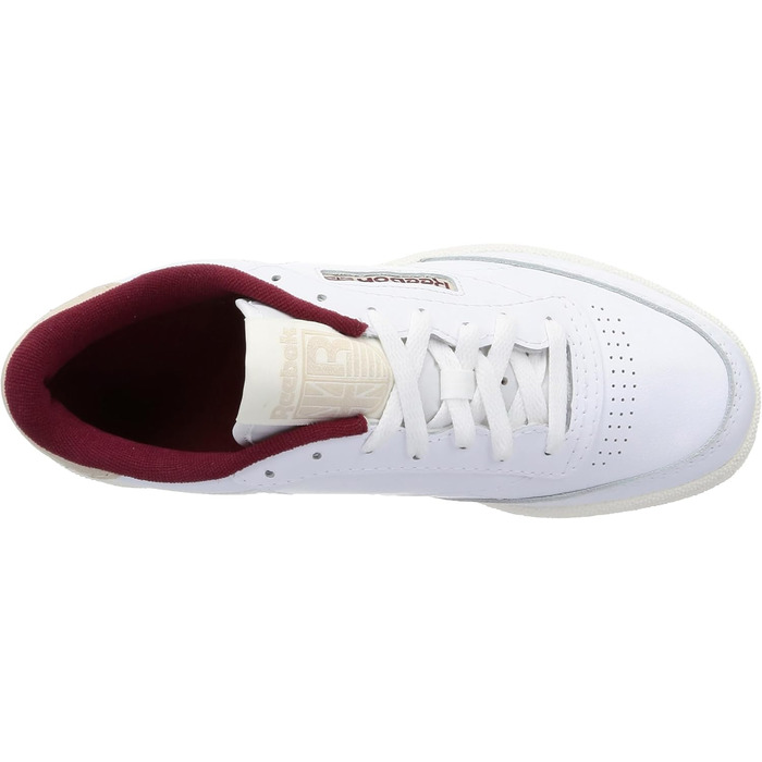 Кросівки Reebok Club C 85 - класичні білі, шкарлатно-коричневі, унісекс, 34.5 EU