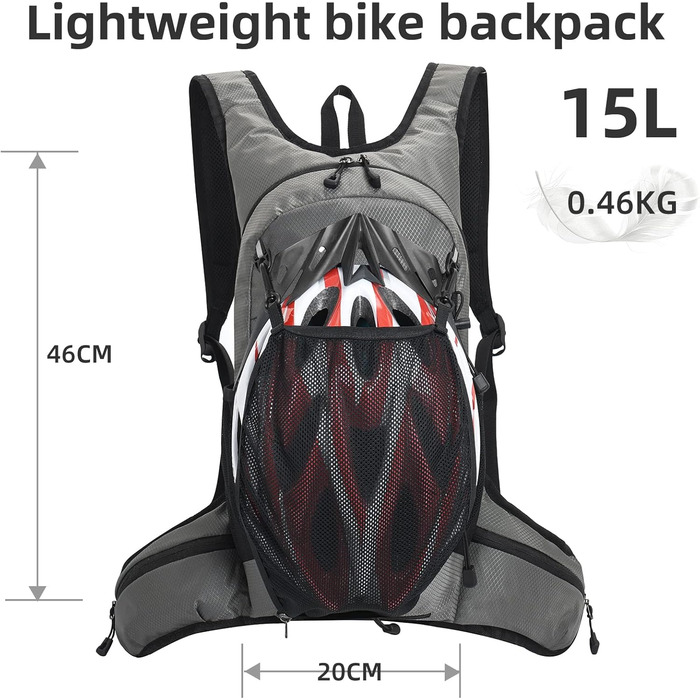 Buffup® Велосипедний рюкзак 15 л, водонепроникний, спортивний, для трекінгу, MTB, питна система
