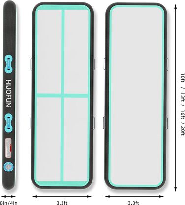 Надувна гімнастична мат для акробатики, 3/4/5/6 метрів, 20 см заввишки. Підходить для тренувань, йоги, тхеквондо, повітряного трюкового покриття. Розмір: 400x100x15 см (A-Black-green)