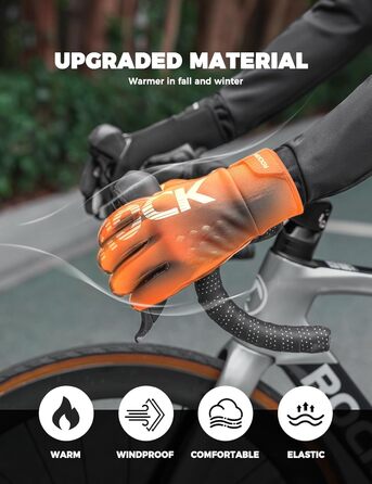 Велосипедні рукавички ROCKBROS для жінок та чоловіків, зимові, Thinsulate, теплі, сенсорні, для MTB, катання, альпінізму, бігу та активного відпочинку (XXL, Thinsulate)