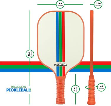 Паддл для піклболу Brooklyn Pickleball Co. | Вуглецеве волокно | Стільникова структура | Нековзний руків'я | Одиночний | Білий (Крем)