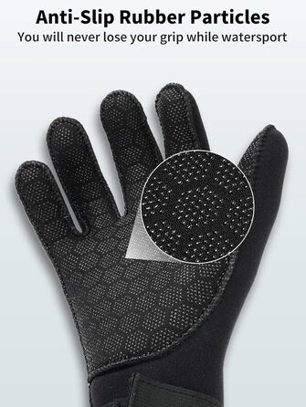 Чоловічі неопренові рукавички Sushall для плавання, серфінгу, каякінгу, дайвінгу, 3 шт., 5 мм, чорний (L)