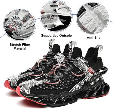 Чоловічі бігові кросівки для вулиці: легкі, зручні, дихаючі, з неслизькою підошвою. Ідеальні для занять спортом, фітнесом, джогінгом. Колір: білий (43 EU, чорний)