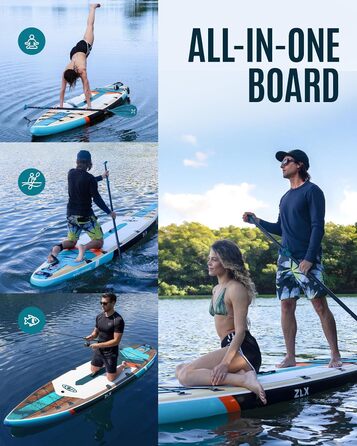 SUP дошка ZLX 350x83 см для початківців та досвідчених, світло-зелена з деревним малюнком, вантажопідйомність 200 кг