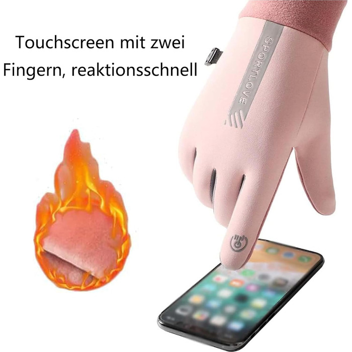 Зимові велосипедні рукавички для жінок, теплі термо рукавички з підтримкою сенсорного екрану, для бігу, їзди, велоспорту та піших прогулянок