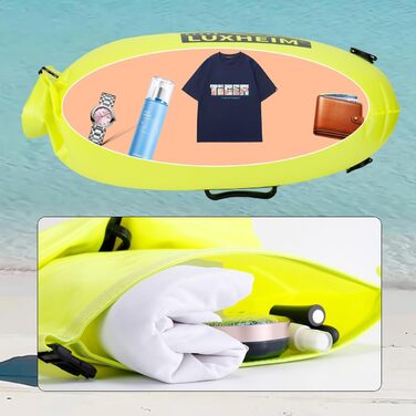 Буя для плавання 28L, Schleppschwimmer для Open Water, Triathlons, водонепроникний Dry Bag, жовтий