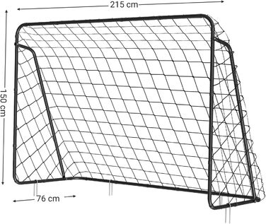Ворота для футболу SONGMICS з сіткою, 76 x 215 x 150 см, для саду, двору, парку, пляжу, чорного кольору