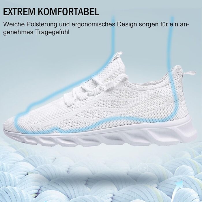 Чоловічі кросівки для бігу та занять спортом. Легкі дихаючі кросівки для тренувань, фітнесу та повсякденного носіння (43 EU, Білий 02)