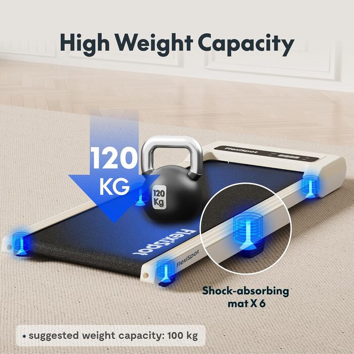 Тренажер для ходьби FlexiSpot Walking Pad 4 в 1 для дому та офісу, тихий біговий килимок з пультом та LED дисплеєм (Basic, White)