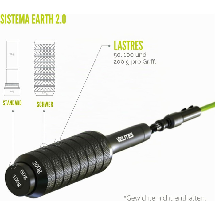 Обважжене скакалка Velites Earth 2.0 для кросфіту, боксу та фітнесу, чорна — для максимального м'язового навантаження