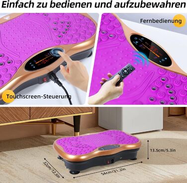 Вібраційна платформа EVOLAND з 5 програмами тренувань, Bluetooth, стрічки опору для всього тіла (фіолетовий)