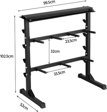Стійка для гантелей Yaheetech, 3-рівнева, до 300 кг, сталева, 99,5x52x102,5 см