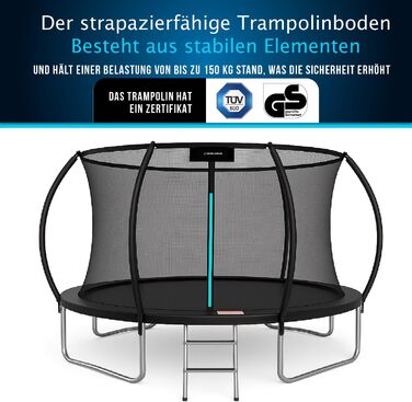 Батут для саду Outdoor, діаметр 244 см (8 FT), сертифікований з захисним оградою та м'якими ніжками для дітей. Ідеально для занять фітнесом в приміщенні та на вулиці. Максимальне навантаження до 100 кг, 4 ніжки.