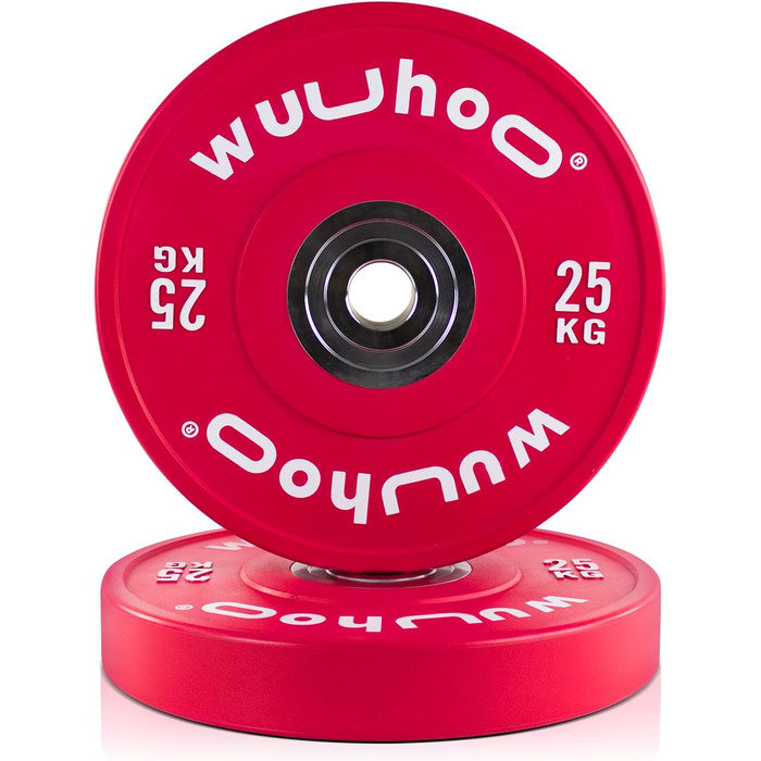 wuuhoo® Pro Competition Bumper Plates Zane – Професійні бамперні диски 50 мм для важкої атлетики, вулканізована сталева втулка, преміум-якість